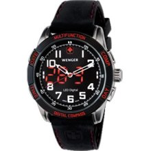 Wenger Men's Nomad LED Compass Watch - Black Rubber Strap - Black Dial - 70430