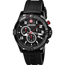 Wenger Men's 'Squadron Chrono' Black Dial Watch (Silver)