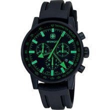 Wenger Men's Swiss Raid Commando Chrono Black/Green Dial Black Strap