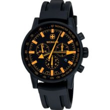 Wenger Men's Swiss Raid Command Black Rubber Strap Orange Dial Watch