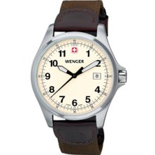 Wenger Men's Terragraph Cream Dial Olive Nylon/ Leather Strap