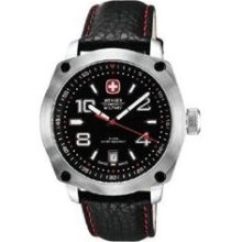 Wenger Na - Swiss 79373 Outback Black Red Dial Blk Leather Strap