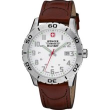 Wenger Swiss Military Grenadier Watch - White Dial Brown Leather Strap - Men's Watches