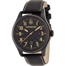 Wenger Terragraph Men's Quartz Watch With Black Dial Analogue Display And Black Leather Strap 010541105