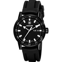 Wenger White 70175 Men'S 70175 Commando Day Date Xl Black Rubber Strap Watch