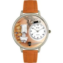 Whimsical Watches Mid-Size Chiropractor Quartz Movement Miniature Detail Leather Strap Watch