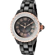 WISS LEGEND Women's Karamica White Diamond (0.797 ctw) Black MOP Dial