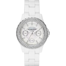 Women Michael Kors MK5458 White Plastic Link Bracelet Quartz White