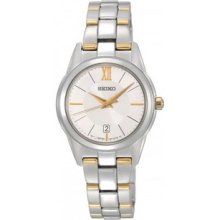 Women Seiko SXDC81 Two Tone Stainless Steel Silver Tone Dial Quartz