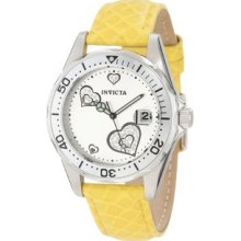 Women's 12511 Pro-Diver Silver Dial Crystal Accented Hearts Yellow