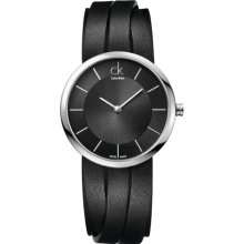 Women's Black ck Extent Leather Strap Watch