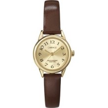 Women's Carriage by Timex Strap with Gold Dial Watch - Brown