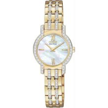 Women's Eco-Drive Gold Tone Silhouette Swarovski Crystal Bezel Mother