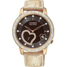 Women's Eco-Drive Rose Gold Tone Stainless Steel Case Diamond Accents