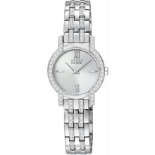 Women's Eco-Drive Silhouette Swarovski Crystal Bezel Silver Tone Dial