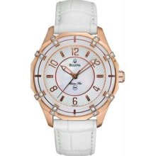 Women's Rose Gold Tone Marine Star Mother Of Pearl Dial Diamonds
