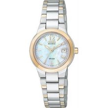Women's Rose Two Tone Eco-Drive Silhouette Sport Mother Of Pearl