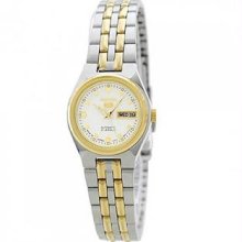 Women's Seiko 5 Two Tone Stainless Steel Case and Bracelet White DIal