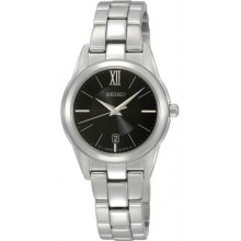 Women's Stainless Steel Black Dial Quartz Link Bracelet