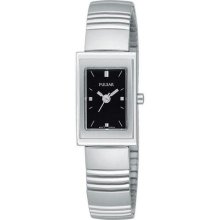 Women's Stainless Steel Black Dial Expansion Band
