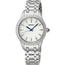 Women's Stainless Steel Case and Bracelet Dress Watch Silver Dial