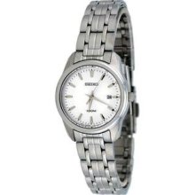 Women's Stainless Steel Case and Bracelet Quartz White Dial Date