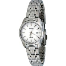 Women's Stainless Steel Case and Bracelet Quartz White Dial Date Display