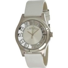 Women's Stainless Steel Case Silver Skeleton Dial Leather