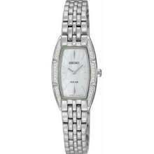 Women's Stainless Steel Case Solar Quartz Mother of Pearl Dial