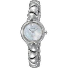 Women's Stainless Steel Solar Quartz Mother Of Pearl Dial Heart