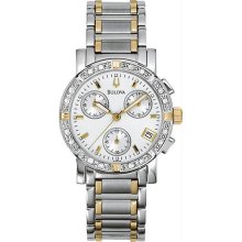 Women's Stainless Steel Two Tone Diamond Chronograph Silver Dial