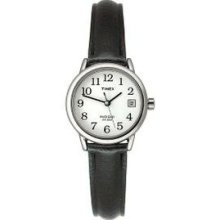 womens Timex T2H331Wmns Slvrtone Blk Dial QUICK DATE FEATURE White