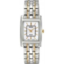 Women's Two Tone Dress Solar Quartz White Dial Link