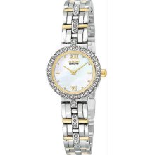 Women's Two Tone Eco-Drive Silhouette Mother of Pearl Dial with Swarovski Crysta