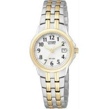 Women's Two Tone Eco-Drive White Dial Black
