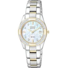 Women's Two Tone Regent Sapphire Eco-Drive Diamonds Mother Of Pearl Di