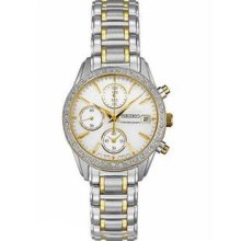 Women's Two Tone Stainless Steel Chronograph Mother of Pearl Dial