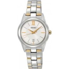 Women's Two Tone Stainless Steel Silver Tone Dial Quartz Link