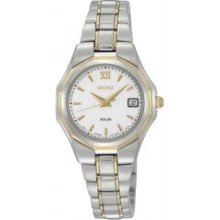 Women's Two Tone Stainless Steel Solar White