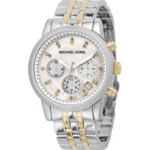 Women's Two Tone Stainless Steel Quartz Chronograph Link Bracelet