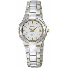 Women's Two Tone Stainless Steel Solar White Dial Quartz Date