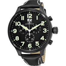 Zeno Watches Zeno Mens Super Oversized Black Dial Black Leather Black