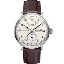 Zeppelin Men's Automatic Watch With Beige Dial Analogue Display And Brown Leather Strap 70604