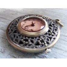 1 Pcs Antique Bronze Ornate Pocket Watch Pendant, Antique Brass Vintage Pocket Watch, Steampunk Clock Pendants