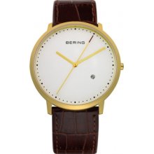 11139-534 Bering Time Mens White Brown Watch
