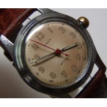 1940' Timex Men's Silver Made in USA Watch w/ Strap - Rare