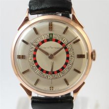 1950's Great Girard Perregaux Roulette Dial 18k Solid Pink Gold Men's Watch 37mm