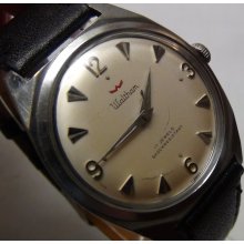 1960' Waltham Mens Swiss Made 17Jwl Silver Watch w/ Strap
