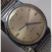 1970' Timex Mens Electric Back Set Silver Made in West Germany Watch w/ Strap