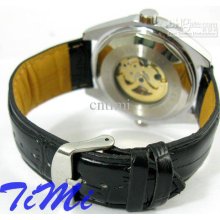 2012 Hotsale Luxury White Dial Auto Mechanical Men Leather Watch New